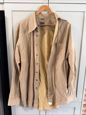 Men's Lightweight Tan Shirt Jacket - Relaxed Overshirt